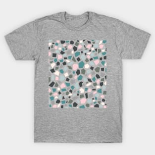 Terrazzo Tiles Style Pattern, in Pink, Green and Grey T-Shirt